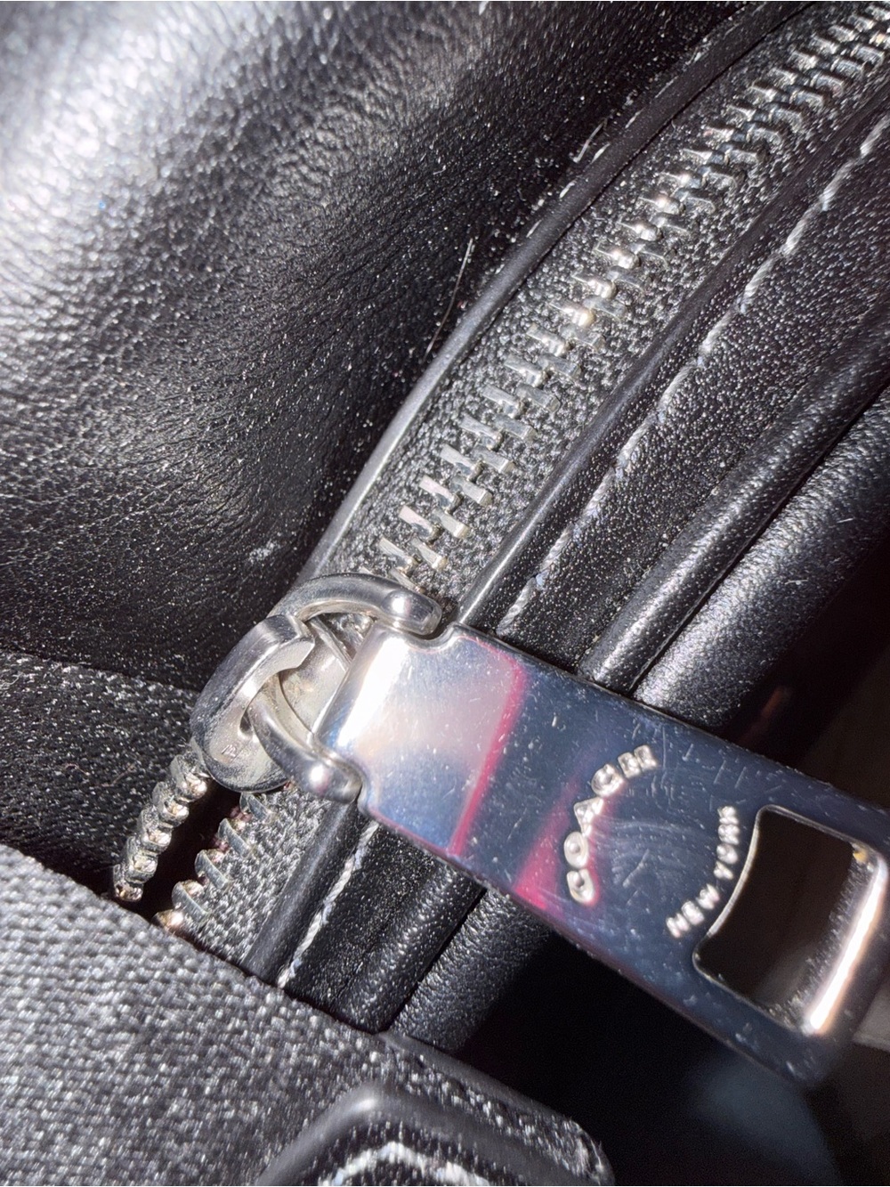 Coach Black Leather Drawstring Large Pace Backpack with Front Zip Pocket - Picture 7 of 14